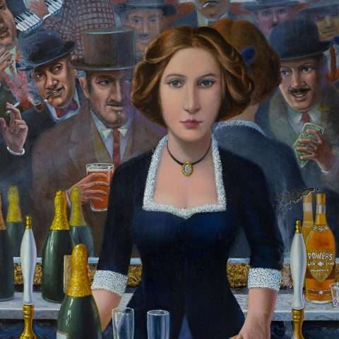 SIRENS, Oil/Acrylic Board, 24” x 36”, from Painting Ulysses by Irish artist Aidan Hickey. Presented by the Irish Cultural Centre, the exhibition marks the 100th anniversary of James Joyce’s Ulysses and has been extended into 2026